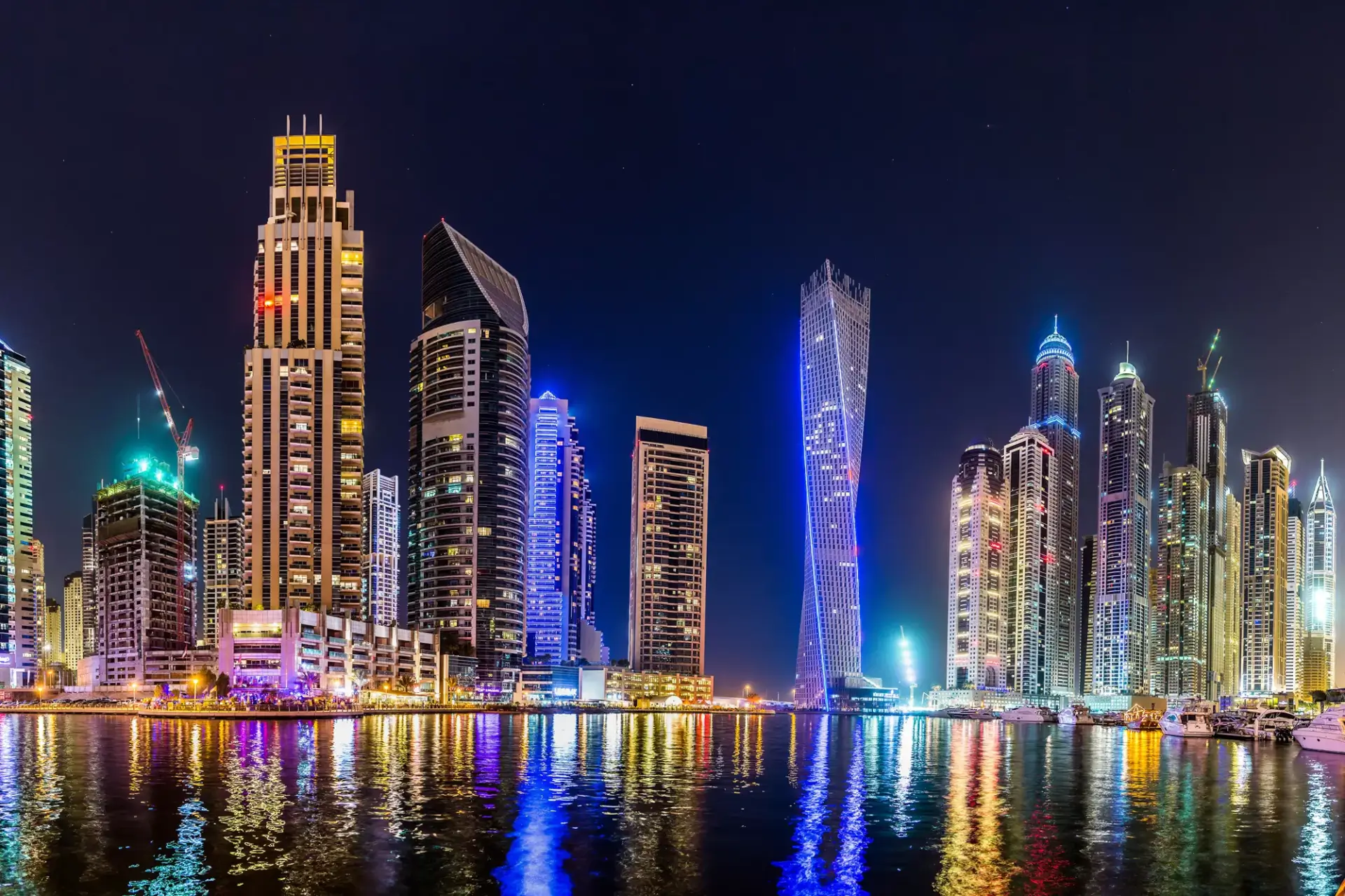 Dubaj Panorama nocna Dubai